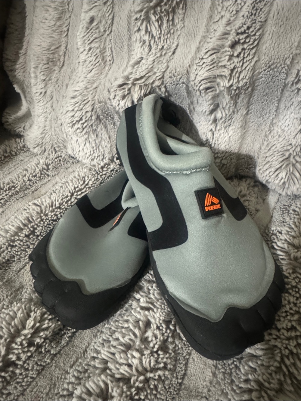 Reebok BoysBlack and Light Gray Rubber Bottom Swim Shoe